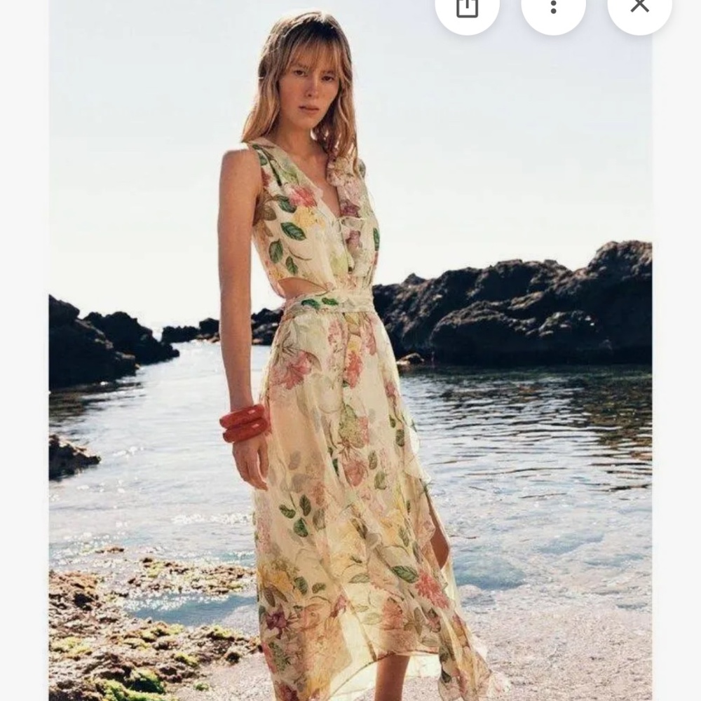 Zara floral maxi cutout dress NWT